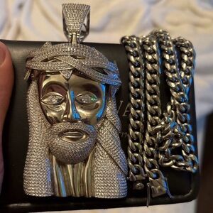 Silver Jesus Pendant Necklace
